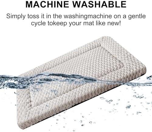 Dog Bed Mat,Reversible & Ultra Soft Kennel Pad-Machine Washable Pet Bed for Dogs & Cats-All-Weather Crate Liner for Crates,Carriers & Travel (Light Gray, 24" L x 18" W x 1.5" Th)