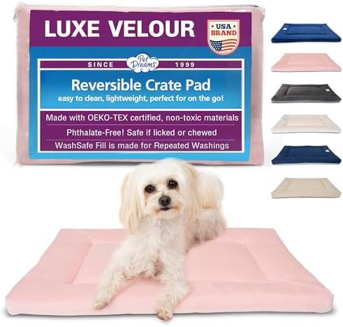 Pet Dreams Dog Crate Pad - Washable Kennel Mat, Crate Pads for Dog Cages, Non-Toxic, Flat Indoor Cat Bed, Fits iCrate 18, 24, 30, 36, 42, 48 Inches (Pink, X Large, 42")