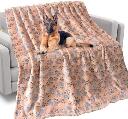Rezutan Dog Blankets for Dogs - Large & Medium Soft Fuzzy Flannel Pet Blankets for Dogs & Cats, Washable, Reversible Cow Print, Comfortable & Cozy, 60" x 50" (Brown)