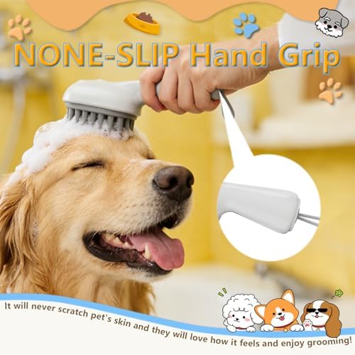 Dog Bath Brush & Massager, Dog Cleaner & Cat Grooming Brush, Silicone Shampoo Scrubber for Dogs & Cats, Rubber Curry Brush for Bathing, Washing & Shedding Care
