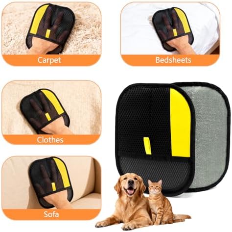 Pet Grooming Gloves for Cats & Dogs – Gentle Deshedding & Massage Brush Glove, Efficient Hair Remover with Static Adsorption, Soft Silicone Tips, Easy to Clean & Comfortable Fit