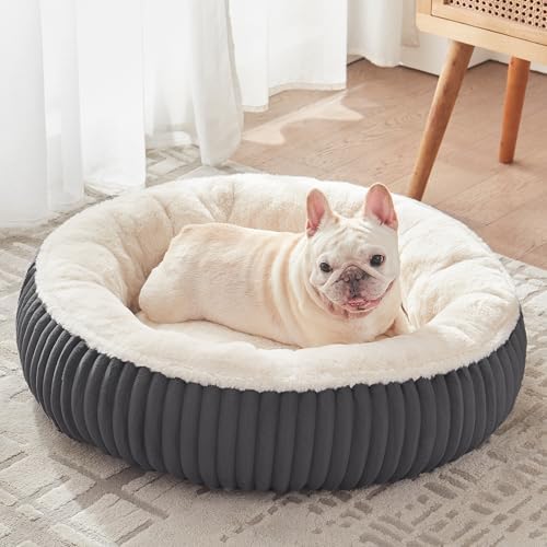 30 inches Calming Donut Dog Bed for Medium Dogs,Charcoal