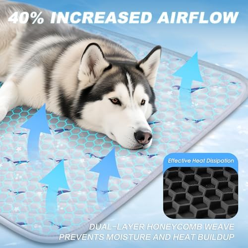Cooling Mat for Dogs, Cooling Mat for Cats, Breathable Gel-Free, 27 x 39 In