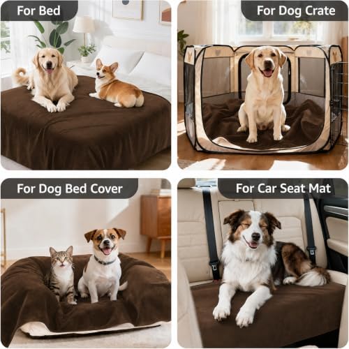 LOOBANI Waterproof Puppy Blanket for Dog Crate, 30"x40", Coffee