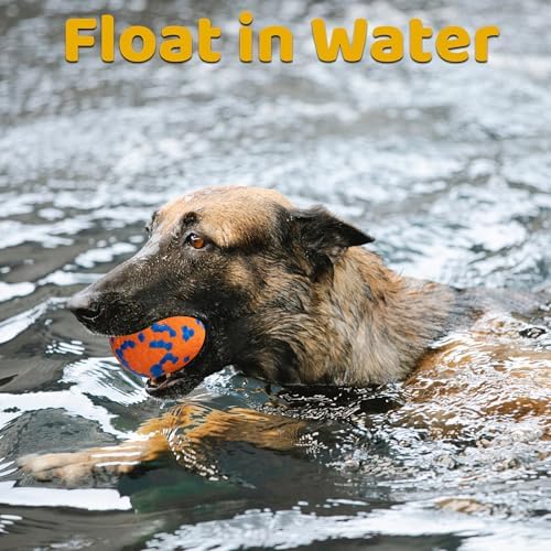Dog Balls, Indestructible Dog Toy Ball for Aggressive Chewers, Durable High Elasticity Interactive Ball for Training Dog Catch and Fetch, Large Medium Small Dog and Puppies(Orange, 2.5in, 2pcs)