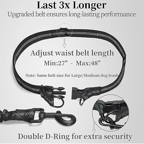iYoShop Hands Free Dog Leash with Zipper Pouch, Large, 25-120 lbs, Black
