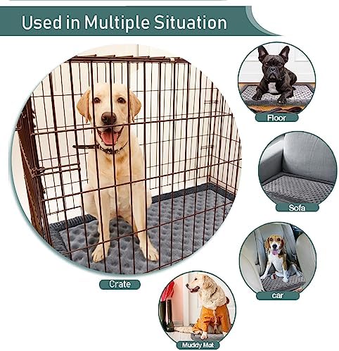 Dog Crate Pad 24x17 inch Gray Memory Foam Dog Bed Mat for Small Dog Cat Grey Washable Puppy Sleeping Bed Anti Slip