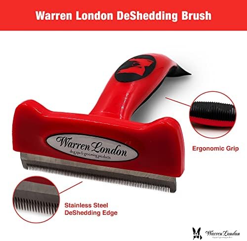 Warren London Deshedding Brush for Large Short Hair Dogs, 4 Inch
