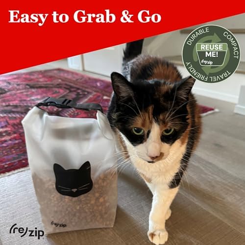 (re) zip Cat Food Storage Bag & Kibble Carrier, 14-Cup Roll Top, Black