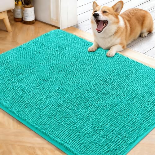 OLANLY Dog Door Mat for Muddy Paws 40x32, Super Absorbent Chenille Mud Mat