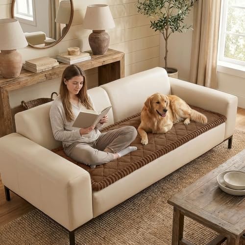 Smiry Non Slip Couch Cover for Dogs, Fuzzy Plush Pet Sofa Protector