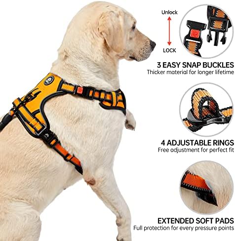 NESTROAD Reflective Dog Harness for Large Dogs,No Pull Dog Vest Harness Set