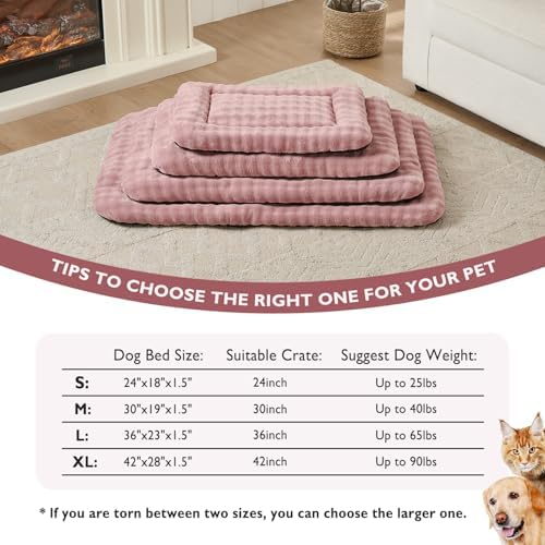 Dog Bed Mat Crate Pad for Medium Dogs, Dusty Pink, 30"x 19"