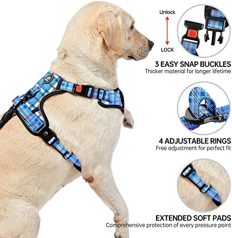 NESTROAD Reflective Dog Harness for Large Dogs,No Pull Dog Vest Harness Set