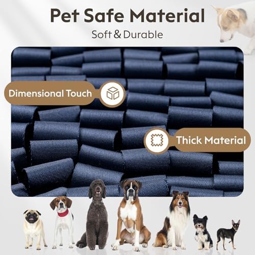 FunFurry Snuffle Mat for Dogs, Dog Puzzle Mat, Interactive Dog Toys for Enrichment,Sniff Mats with Non-Slip Backing,Portable Design Easy to Store (Navy, 14" X 12"-Portable)