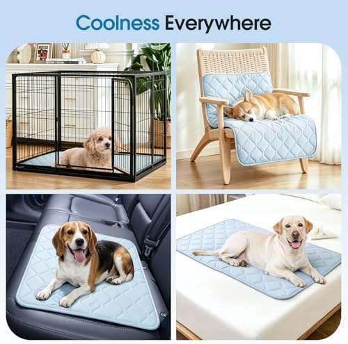 Buvlnee Dog Cooling Mat 2.0, 41x28in Portable Pet Cooling Mat for Dogs & Cats Q-Max>0.5, Durable Waterproof Washable Cooling Pad Non-Toxic