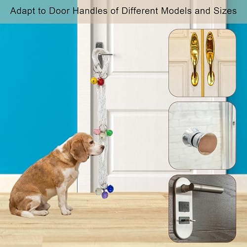 2Pcs Dog Door Bell,Adjustable Rope,8 Bells for Potty Training,White