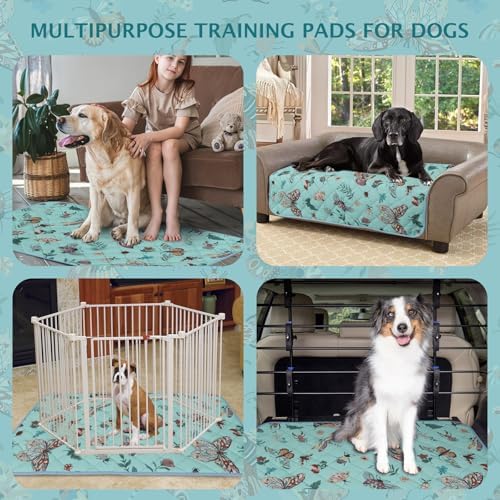 IEUUMLER Washable Pee Pads for Dogs, 2 Pack Insect Pattern Reusable Waterproof Puppy Potty Pads, Non-Slip Absorbent Pet Training Pads for Playpen Crate Bed EU014