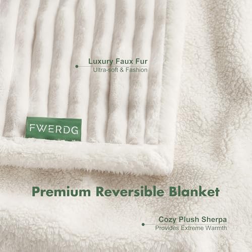 Waterproof Dog Blanket for Large Dogs - Washable Pet Throw Blanket for Couch Bed Protector, Cozy Fleece Calming Dog Blankets for Indoors & Outdoors, Cream, 50"x60"