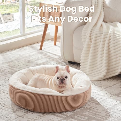30 inches Calming Donut Dog Bed for Medium Dogs,Brown