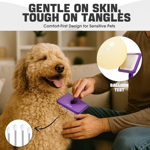 Bonteck Dog Slicker Brush for Dogs Grooming Kit 5PCS Long Haired Doodles