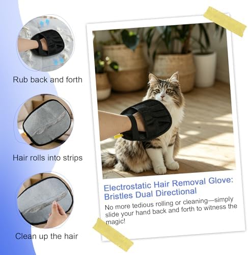 3 Pack Pet Hair Removal Tools for Dog & Cat Five-Finger Hair Remover Gloves
