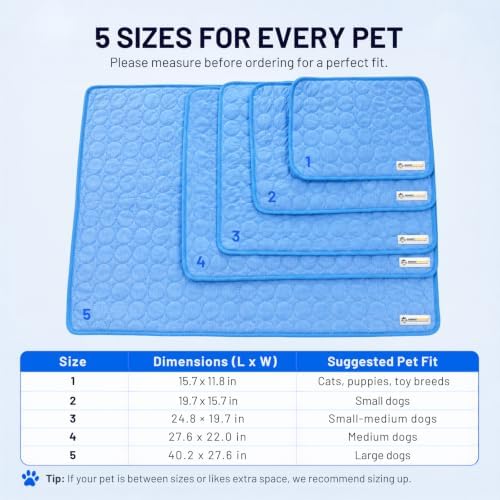 Doggykingdom Cooling Mat for Dogs – Ice Silk Self-Cooling Pet Pad for Dogs & Cats, Breathable Washable Cooling Pad for Crate, Kennel, Car & Floor, Summer Sleeping Mat, No Water Needed, Blue, Medium