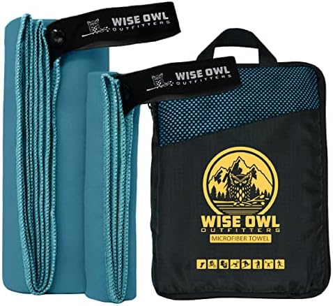Wise Owl Outfitters Microfiber Camping Towel - Quick Dry Towel for Travel, Backpacking, Hiking, Beach, Gym & Yoga - Compact, Fast Drying & Lightweight