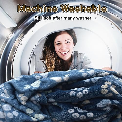 Rezutan Premium Flannel Blankets for Large Dogs & Cats, Navy Blue 80" x 60"