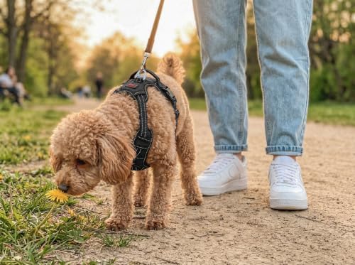 Tuff Pupper No Pull Easy Walk Dog Harness | Heavy Duty Pet Vest | Front & Back Leash Clips | Strong Safety Handle | Reflective Anti Pull Vest | Comfortable Padded Escape Proof Harness (Small, Black)