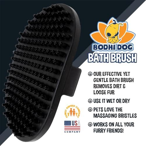 Bodhi Dog Shampoo Brush - Pet Grooming & Bath Supplies for Dogs and Cats - Bath Brush for Long & Short Hair - Premium Scrubber for Shower, Showerhead, Sprayer & Bathing (One Pack, Black)