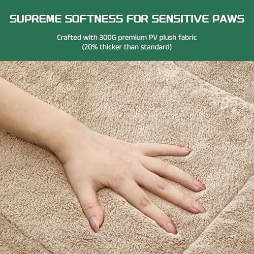 Washable Dog Crate Bed Mat for Medium/Large Dogs – All-Season Comfort with Ultra-Soft Flannel & Heavy-Duty Support (Cream, 36''L*23''W)