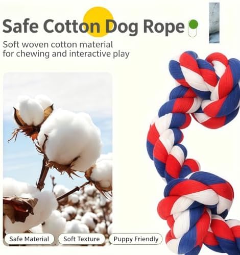 90cm Extra Long Dog Rope Toy, Strong Braided Cotton Rope Tug Chew Toy
