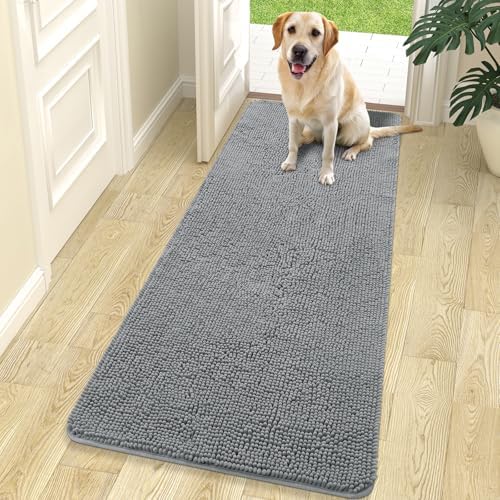OLANLY Dog Door Mat for Muddy Paws 70x24, Super Absorbent Chenille Mud Mat