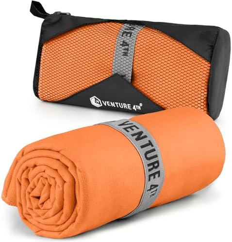 VENTURE 4TH Quick Dry Microfiber Towel for Camping & Gym - Orange XL