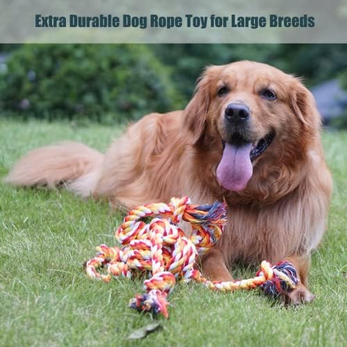 Meow&Woof Interactive Rope Toys Indestructible 1.7lbs Ropes with 7 Knots for Aggressive Chewers and Large Dogs, Ideal for Multi-Dog Tug of War and Teeth Cleaning Enrichment for Medium Breeds-Orange