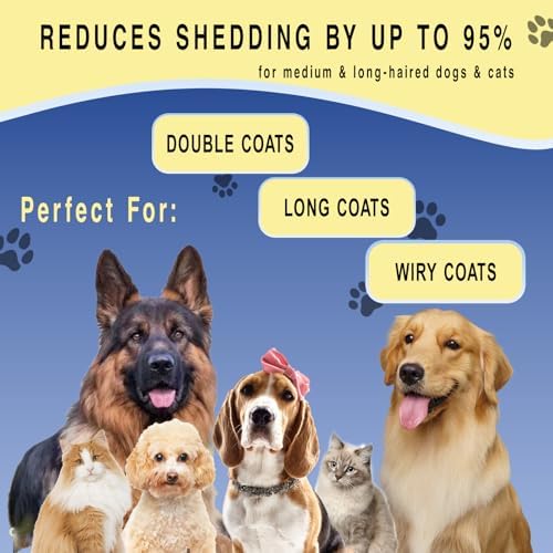 Pet Grooming Rake for Dogs & Cats - Double-Sided Deshedding and Dematting Tool, Gently Remove 95% of Loose Undercoat & Mats for Long-Haired Pets, Painless Fur Brush for Shedding Control (Comb+Nail)