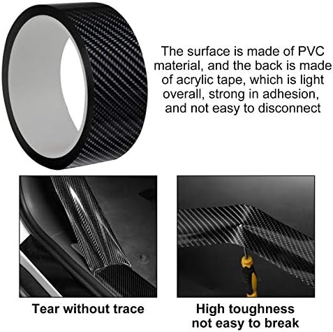 MYFAMIREA Car Door Edge Guards Carbon Fiber, 5D Gloss Black Vinyl Automotive Entry Sill Protector Wrap Film, Universal Self-Adhesive Auto Door Trim Strips Anti-Collision (33Ft x 2.8In)