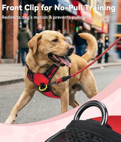 Joytale No Pull Dog Harness for Small Dogs, Front Clip, Red