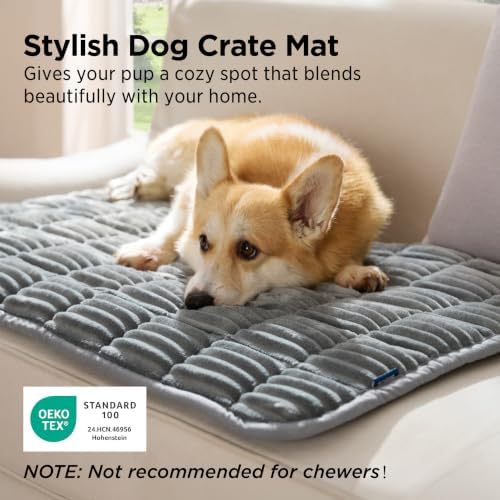 Bedsure ComfyFleece™ Washable Dog Crate Pad,Soft Fluffy Small Pet Mat,24"