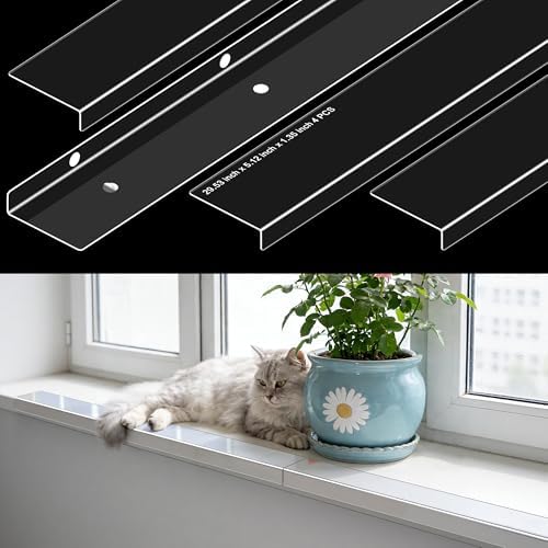 Window Sill Protector, 4-Pack Transparent Pet Window Guard & Scratch-Resistant Cover – Heavy Duty Protection from Cat and Dog Claws Chewing for Plants 29.5 '' x 5.1''