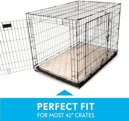 Paw Inspired Washable Padded Crate Mats for Dogs, Beige, 41x28 Inch