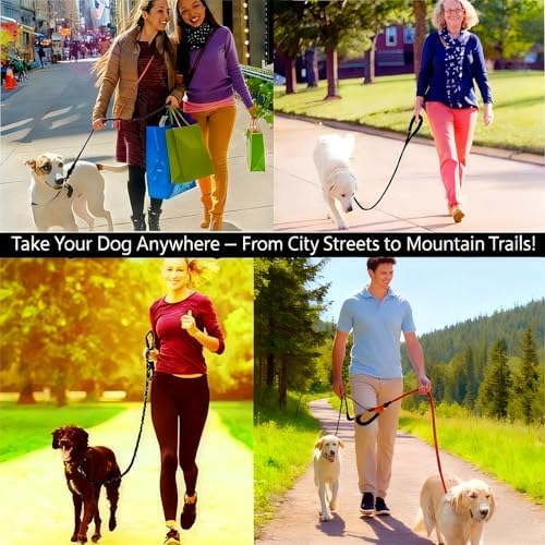 Reflective No Pull Dog Harness with 5ft Leash – Adjustable Padded Vest for Small Medium Large Dogs, Front & Back Clip, Easy Control Handle, Night Safety Walking Set (Red, L)
