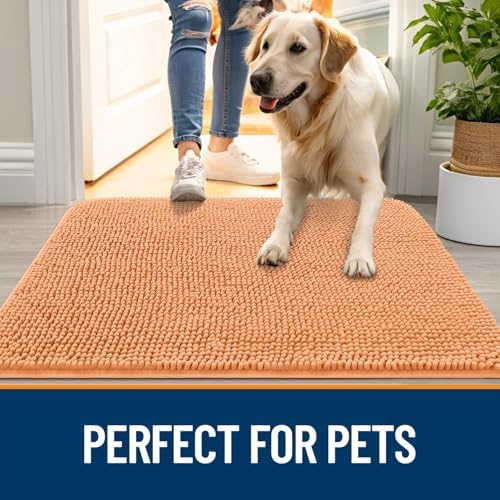 OLANLY Dog Door Mat for Muddy Paws 59x32, Super Absorbent Chenille Mud Mat