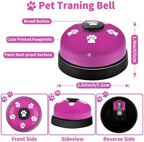 2 Pack Dog Doorbells, Pet Training Bells for Go Outside Potty Training and Communication Device Large Loud Dog Bell Cat Puppy Interactive Toys Adjustable Strap Door Bell (Purple)