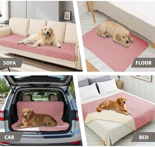 Ameritex Waterproof Pet Bed Cover Anti-Slip Dog Bed Blanket for Sofa and Furniture Waterproof New Pattern Design (Pink, 30x80 Inch (Pack of 1))