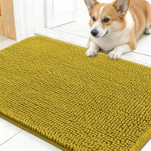 OLANLY Dog Door Mat for Muddy Paws 24x16, Super Absorbent Chenille Mud Mat