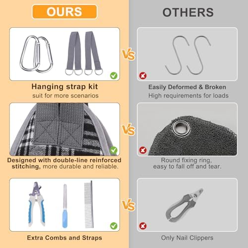 BEAUTYZOO Dog Grooming Hammock for Small Dogs/Cats, Nail Trim Restraint, S