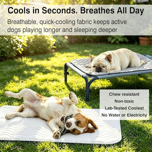 Kobolaf Dog Cooling Mat Portable Dog Cool Bed for Summer, Portable Washable Kennel Cold Mat, 36x23 Inches, Beige