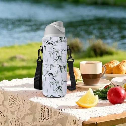 RICHEN Neoprene Water Bottle Carrier Bag with Adjustable Shoulder Strap,Insulated Water Bottle Cover for Stainless Steel/Glass/Plastic Bottles